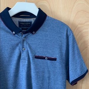 Denim & flower slim fit polo